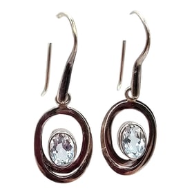 Topaz Sterling Silver Drop Dangle Earrings 3.4 G