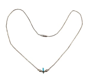 Native Turquoise Sterling Silver Liquid Silver Necklace 3 G