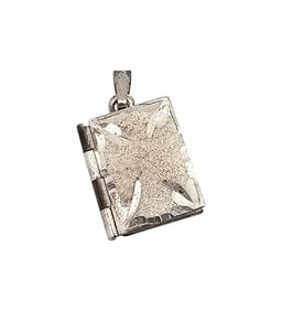 Sterling Silver Book Locket Pendant 1.8 G