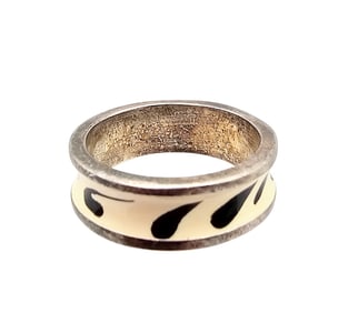 Milor Italy Sterling Silver Enamel Ring Size 9.5 6.6 G