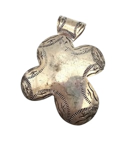 Navajo Sterling Silver Stamp Work Cross Pendant 14.2 G