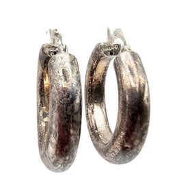 Sterling Silver Hollow Form Hoop Earrings 7.1 G