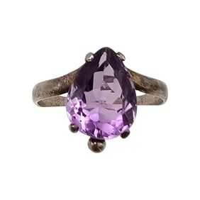 Amethyst Sterling Silver Cocktail Ring Size 7 2.1 G