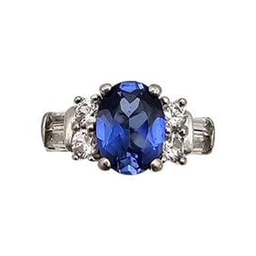 SAI Sapphire Sterling Silver Cocktail Ring Size 6.25 3 G
