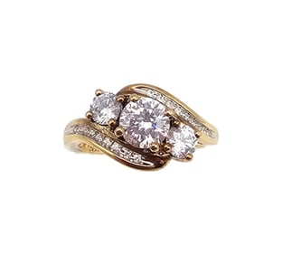 JH John Hardy Cubic Zirconia Gold Over Sterling Silver Cocktail Ring Size 6.5 4 G