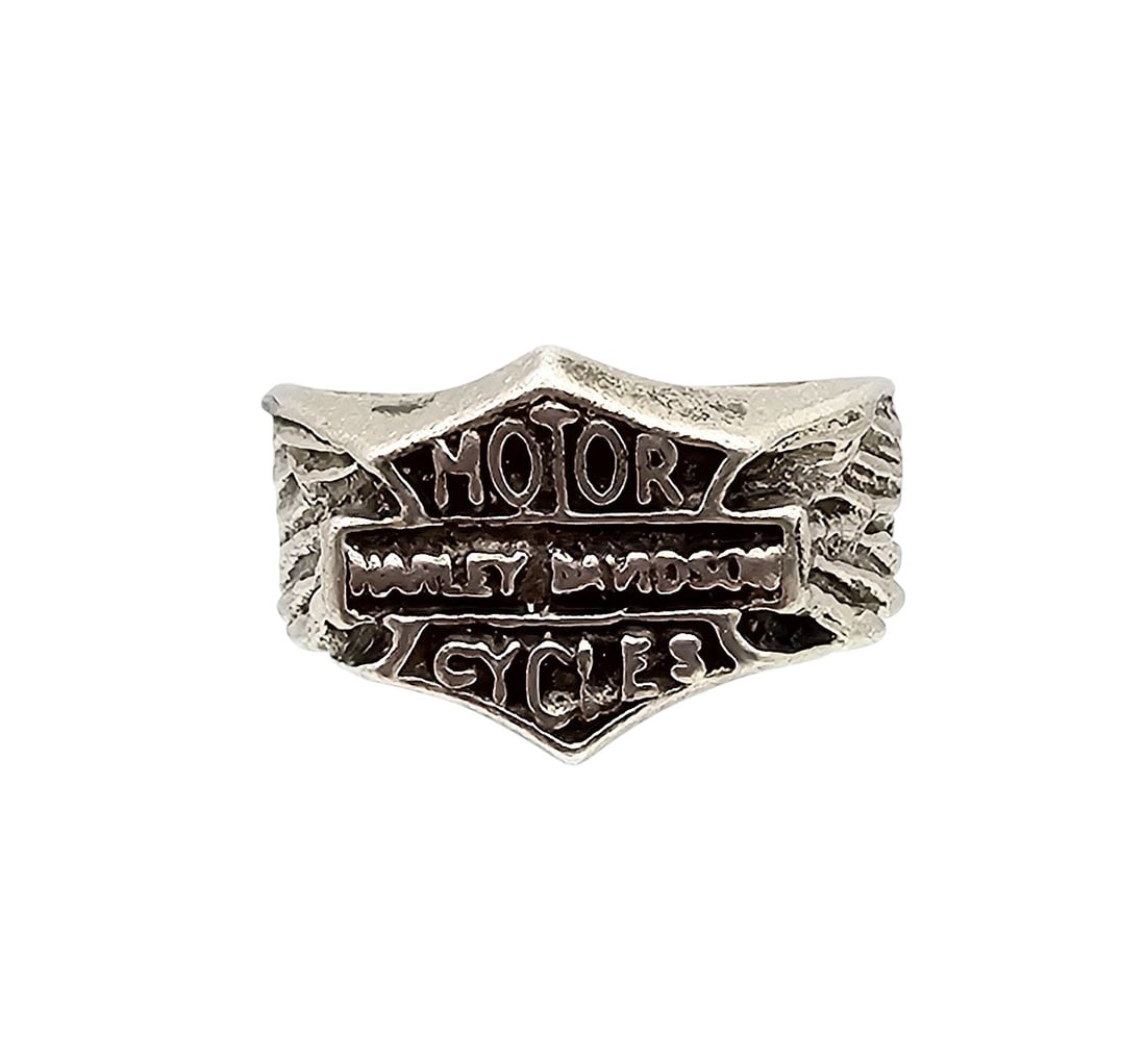 Sterling Silver Harley Davidson Motorcycle Ring Size 8.25 6.6 G (1 of 4)