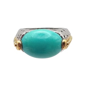 BJC Green Stone Sterling Silver Ring Size 4.75 5.3 G