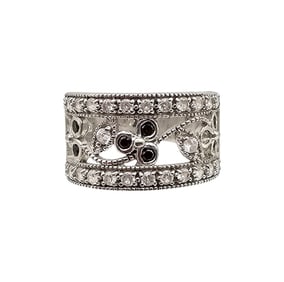 D Rhinestone Sterling Silver Cocktail Ring Size 6.75 5.2 G
