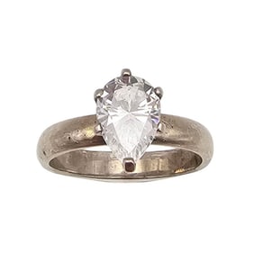 Signed Cubic Zirconia Sterling Silver Solitaire Ring Size 8.5 4.5 G