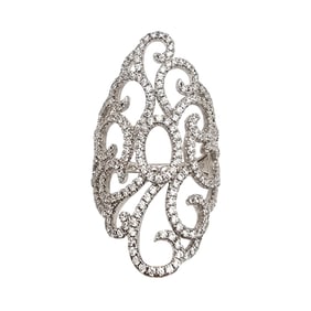 N Rhinestone Sterling Silver Cocktail Ring Size 6.5 5.5 G