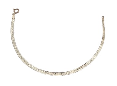 Sterling Silver Flat Herringbone Etched Bracelet 2 G