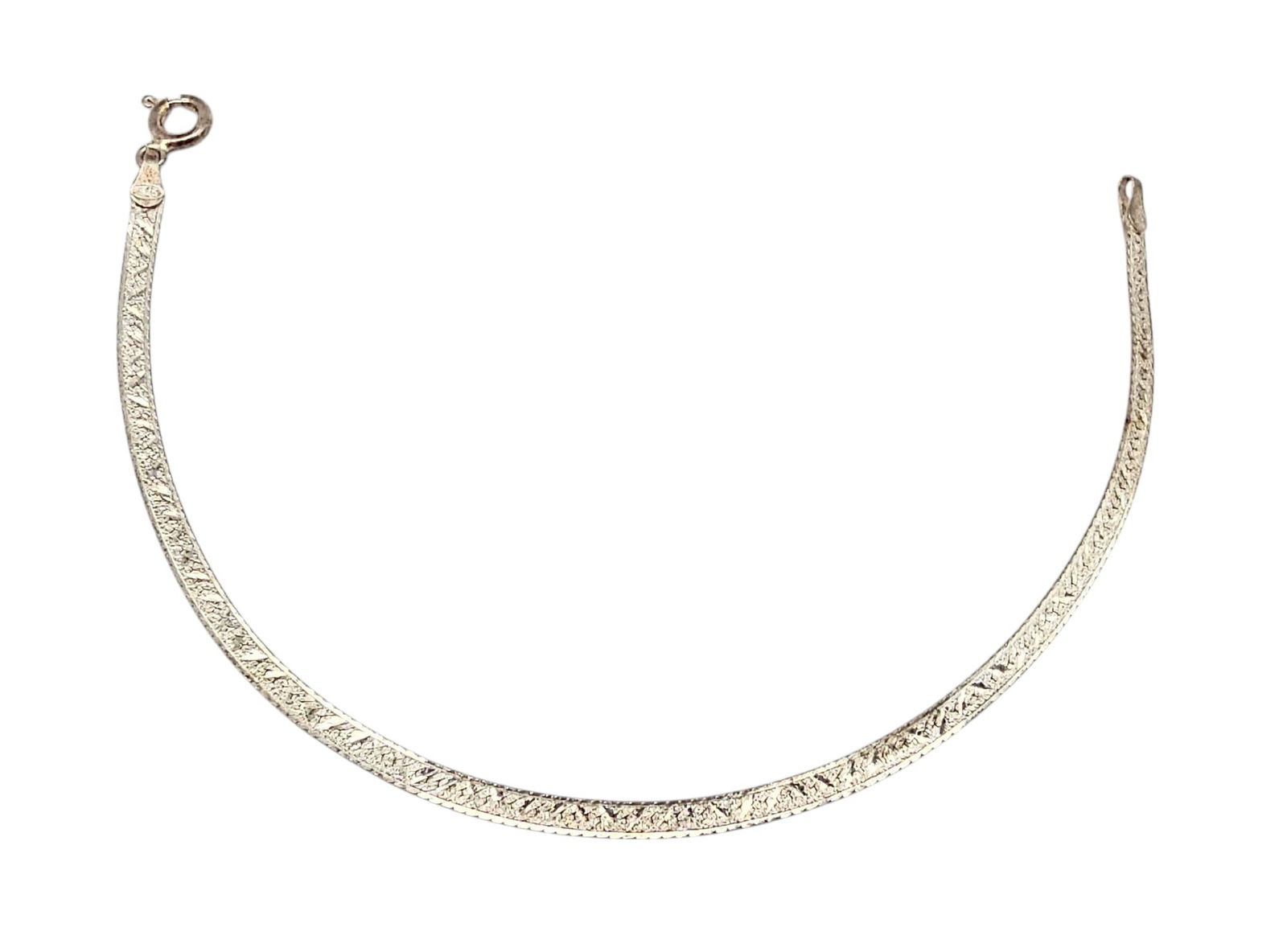 Sterling Silver Flat Herringbone Etched Bracelet 2 G (1 of 3)