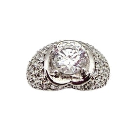 MEDA Clear Stone Sterling Silver Cocktail Ring Size 6.5 5.2 G