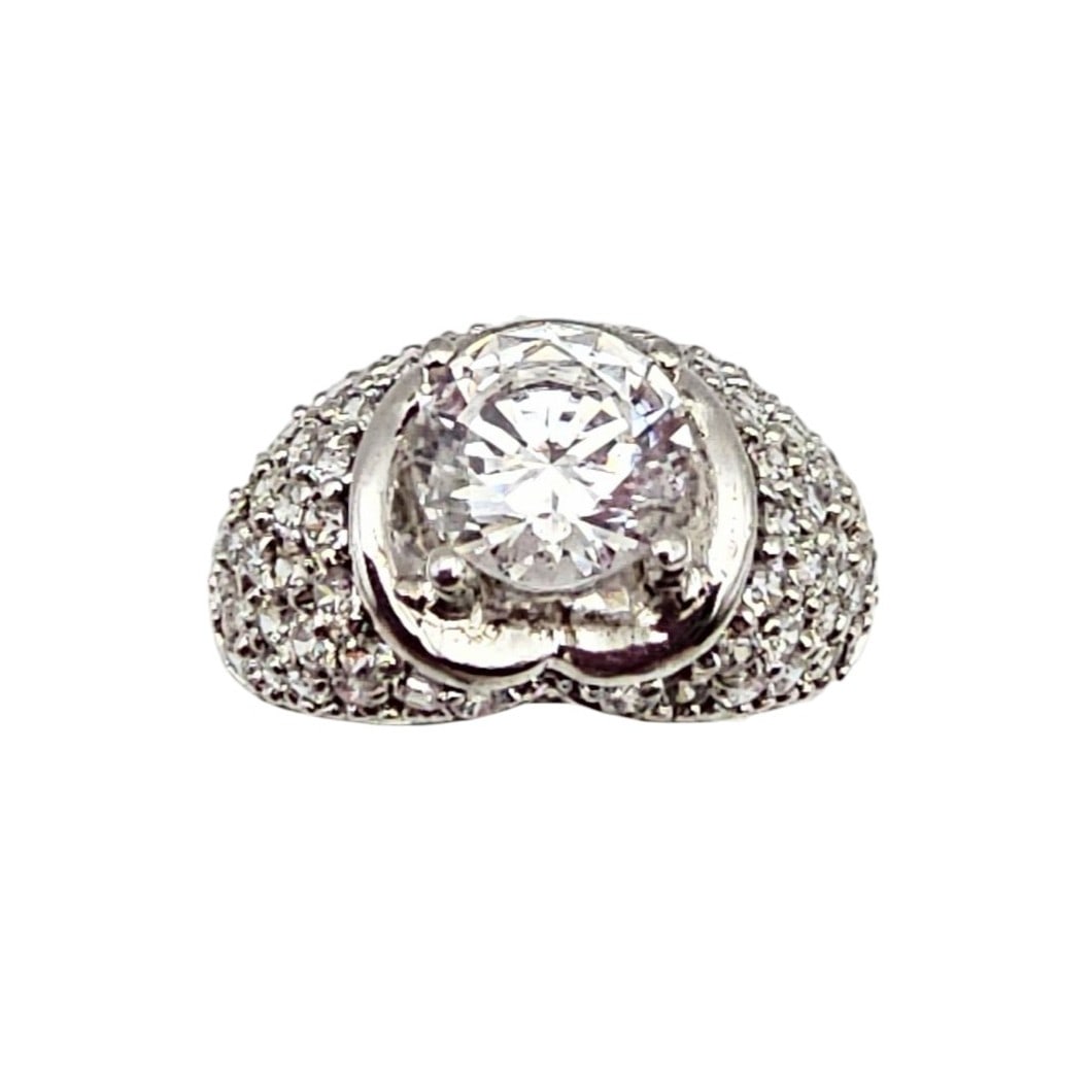 MEDA Clear Stone Sterling Silver Cocktail Ring Size 6.5 5.2 G: MEDA Clear Stone Sterling Silver Cocktail Ring Size 6.5 5.2 G