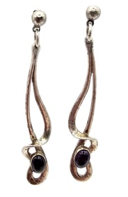 Amethyst Sterling Silver Drop Dangle Swoop Earrings 4.7 G