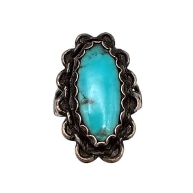 Bell Trading Post Turquoise Sterling Silver Ring Size 6.5 7.1 G