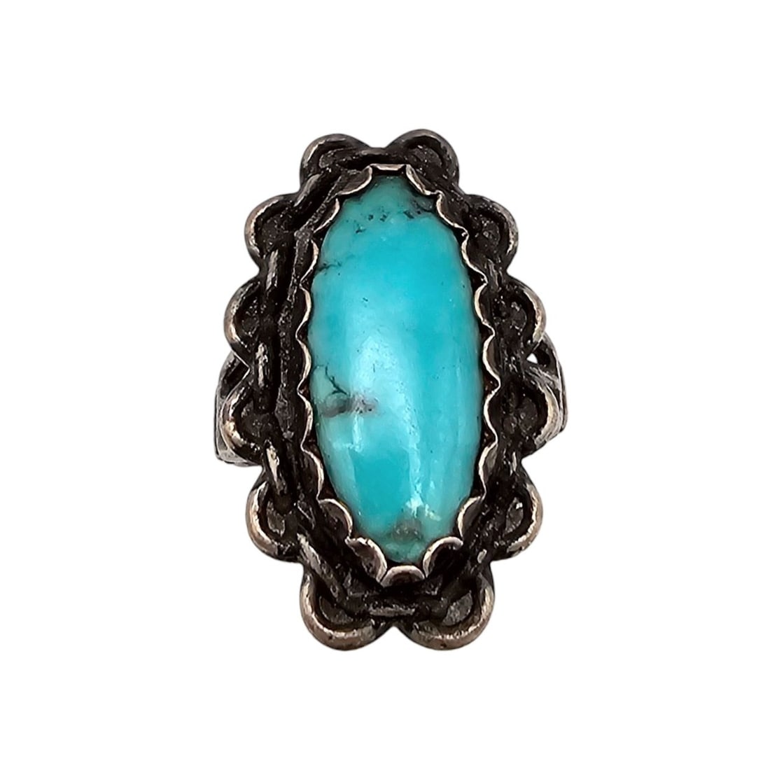 Bell Trading Post Turquoise Sterling Silver Ring Size 6.5 7.1 G (1 of 4)