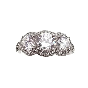 FE Cubic Zirconia Sterling Silver Cocktail Ring Size 8.5 5.6 G