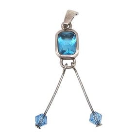 DV Rhinestone Sterling Silver Dangle Pendant 2.2 G