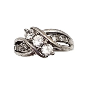 SUN White Topaz Sterling Silver Cocktail Ring Size 5.75 3.8 G