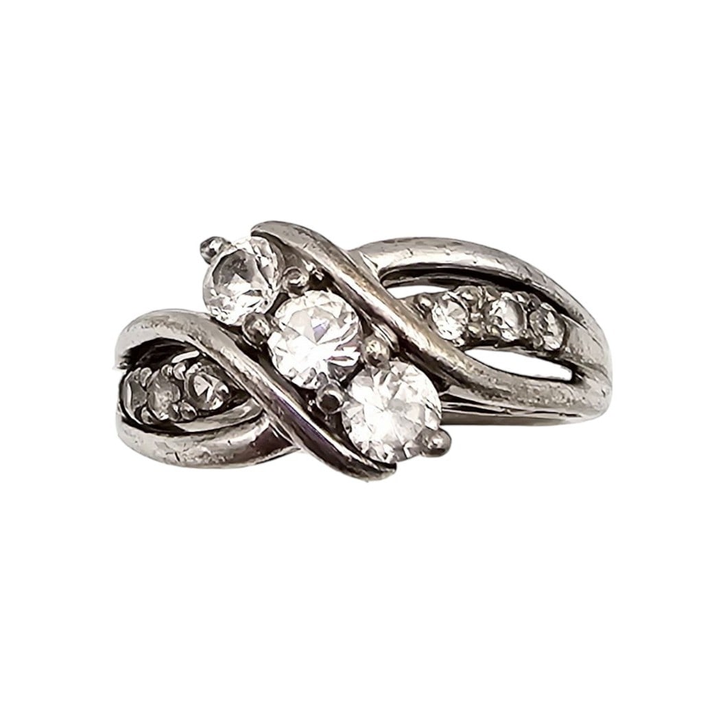 SUN White Topaz Sterling Silver Cocktail Ring Size 5.75 3.8 G (1 of 4)