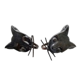 Delfina Mexico Sterling Silver Cat Earrings 7.3 G