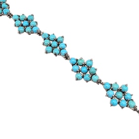 Sterling Silver Faux Turquoise Bracelet 13.5 G