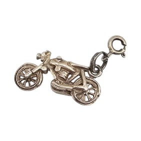 Sterling Silver Motorcycle Pendant Charm 2.2 G