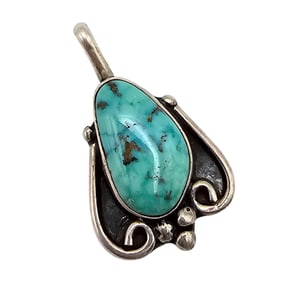 Navajo Turquoise Sterling Silver Pendant 4.4 G