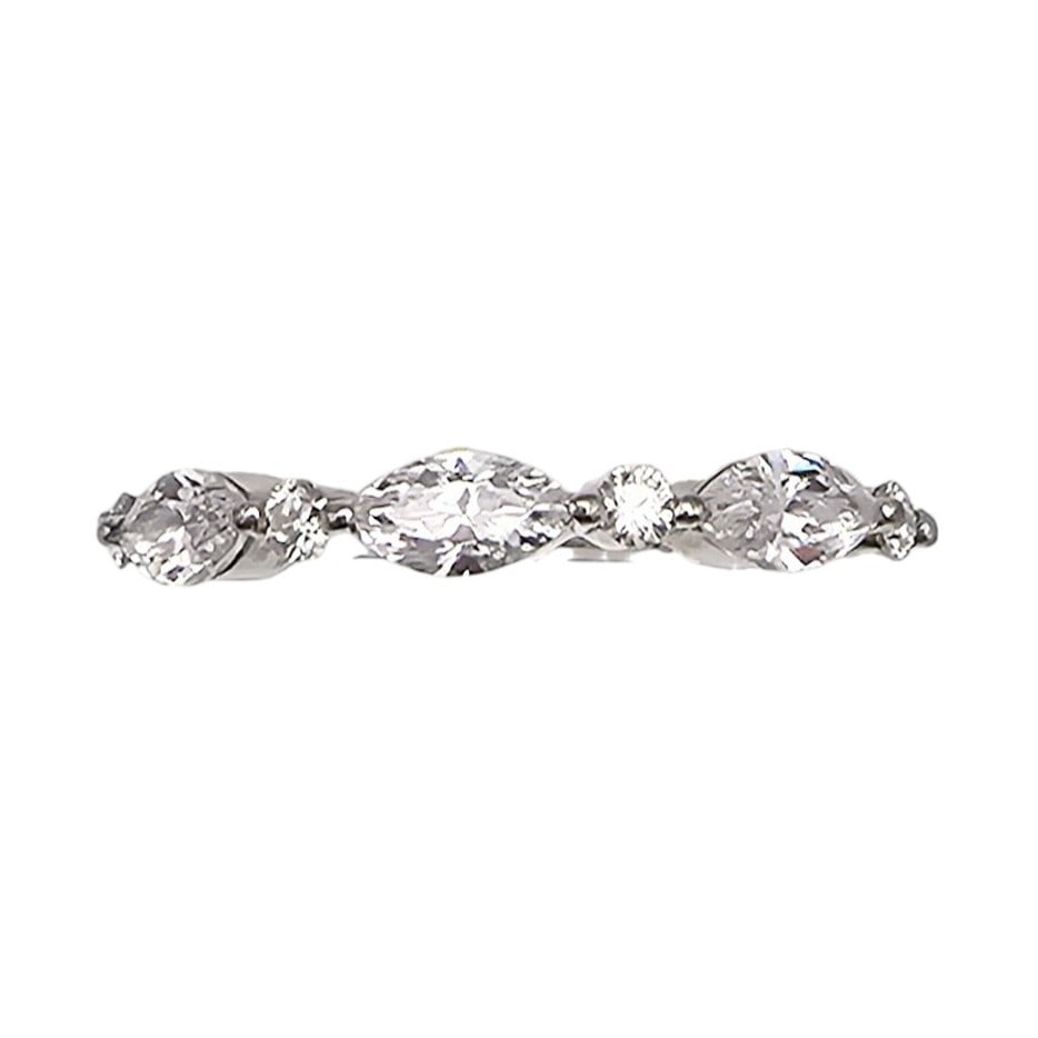 Rhinestone Sterling Silver Cocktail Ring Size 7.25 1.6 G: Rhinestone Sterling Silver Cocktail Ring Size 7.25 1.6 G