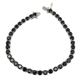 Y Rhinestone Sterling Silver Tennis Bracelet 9.6 G