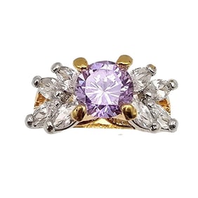 EDC? Gold Over Sterling Silver Rhinestone Cocktail Ring Size 6.75 6.8 G