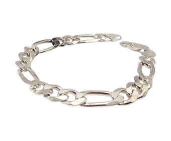 QGI Sterling Silver Figaro Chain Bracelet 17.5 G