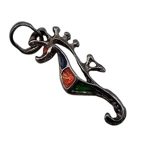 Sterling Silver Enamel Stained Glass Style Seahorse Pendant 1.5 G