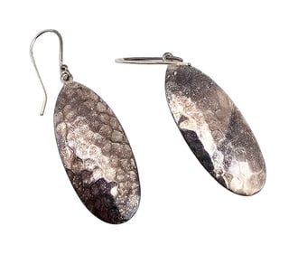 ALI Sterling Silver Hammered Drop Dangle Earrings 9.1 G