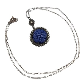Vintage Carved Floral Sterling Silver Necklace 4.6 G