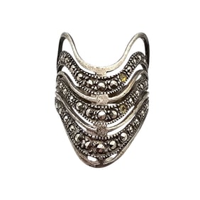 Marcasite Sterling Silver Cocktail Ring Size 5.75 4.8 G