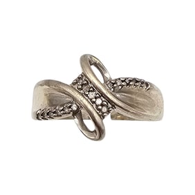 SUN Diamond Sterling Silver Cocktail Ring Size 7.75 4.4 G
