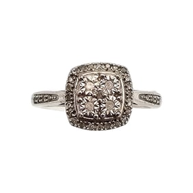 Diamond Sterling Silver Cocktail Ring Size 6.75 2.5 G