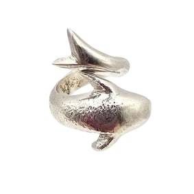 Mexico TS-19 Sterling Silver Dolphin Wrap Ring Size 3.5 11.4 G