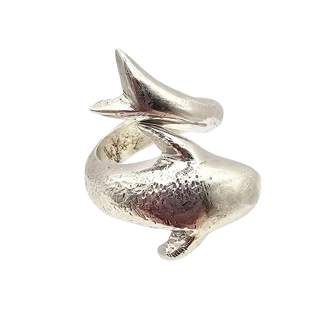 Mexico TS-19 Sterling Silver Dolphin Wrap Ring Size 3.5 11.4 G (1 of 4)
