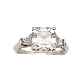 K Clear Stone Sterling Silver Ring Size 6.75 3.9 G