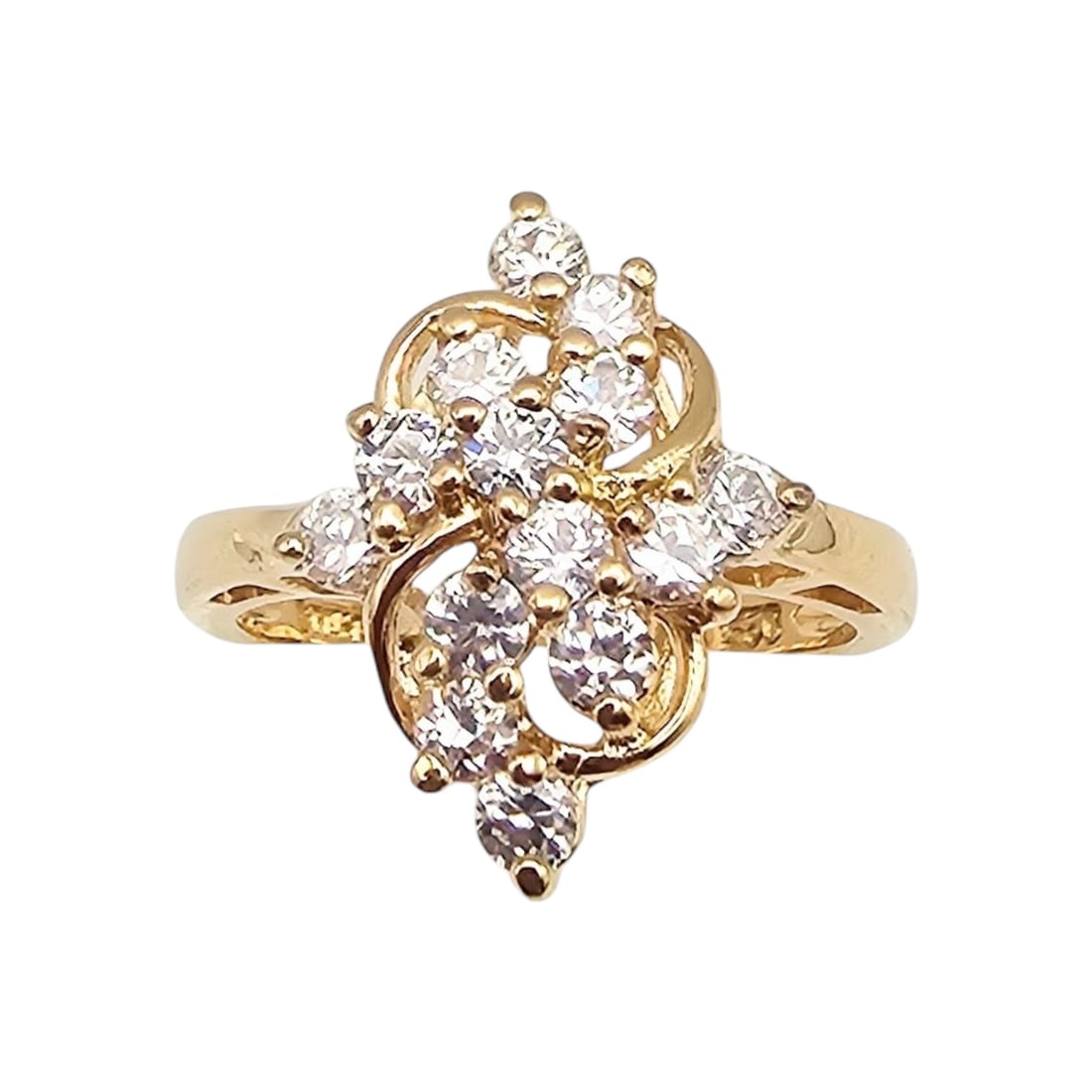 Ross Simons Cubic Zirconia Gold Over Sterling Silver Cocktail Ring Size 6.75 3.5 G (1 of 4)