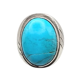 Arnold Maloney Navajo Turquoise Sterling Silver Ring Size 8 15.6 G