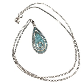 Southwestern Crushed Turquoise Sterling Silver Necklace 4.9 G