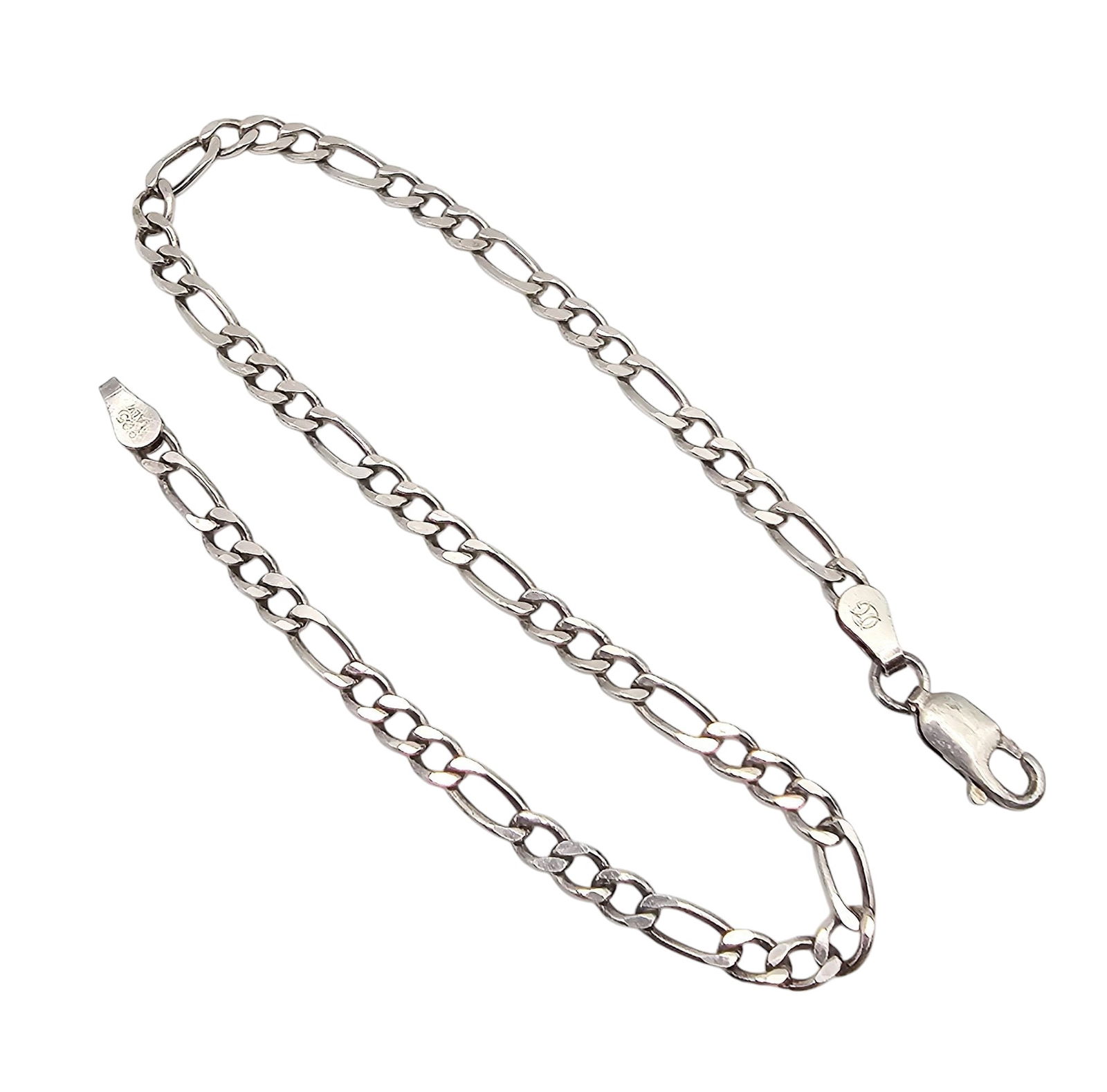 Sterling Silver Figaro Chain Bracelet 3.6 G (1 of 3)