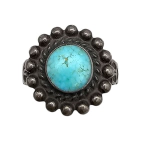 Southwestern Turquoise Sterling Silver Ring Size 4.5 4.1 G