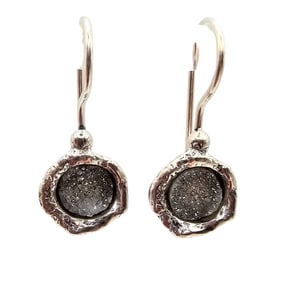 Israel Druzy Sterling Silver Dangle Earrings 3.4 G