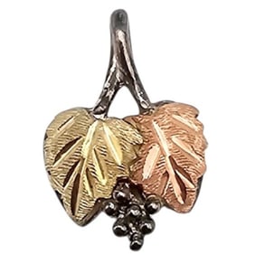 RL 10K Gold Sterling Silver Grape Leaf Pendant 1.1 G