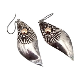 Sterling Silver Two-Tone Drop Dangle Earrings 4.8 G